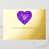 6e Amethist Bruiloft Jubileum waterverf hart Folie Uitnodiging (Voorkant)