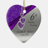 6e Amethyst Paars bruiloft Jubileum Keramisch Ornament (Rechts)