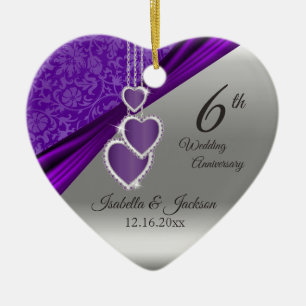 6e Amethyst Paars bruiloft Jubileum Keramisch Ornament