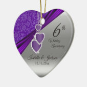 6e Amethyst Paars bruiloft Jubileum Keramisch Ornament (Links)