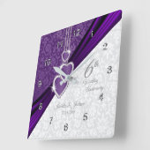 6e Amethyst Paarse bruiloft Jubileum keepslag Vierkante Klok (Hoek)