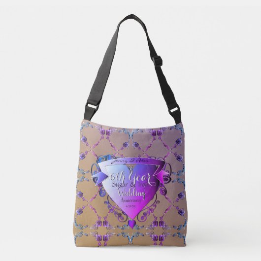 6e Amethyst Roos Wedding Jubileum Crossbody Tas (Voorkant)