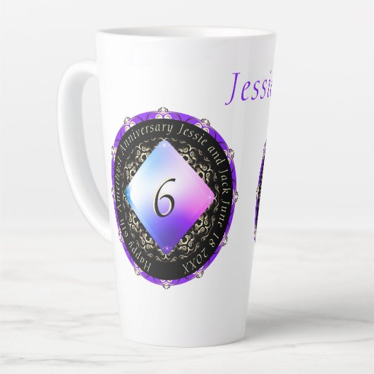 6e Amethyst Wedding Jubileum Latte Mok (Linkerhoek)
