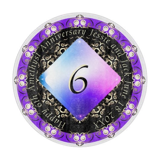 6e Amethyst Wedding Jubileum Snijplank (Voorkant)