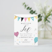 6E BIRTHDAY | Cute Doodle Birthday Party Briefkaar Briefkaart (Staand voorkant)