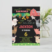 6e Black Farm Dieren Verjaardag Uitnodigingen (Staand voorkant)