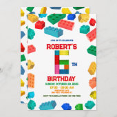 6e bouwuitnodiging, Bouwstenen Verjaardag Kaart (Voorkant / Achterkant)