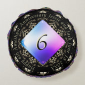 6e bruiloft Jubileum Amethist Rond Kussen (Achterkant)
