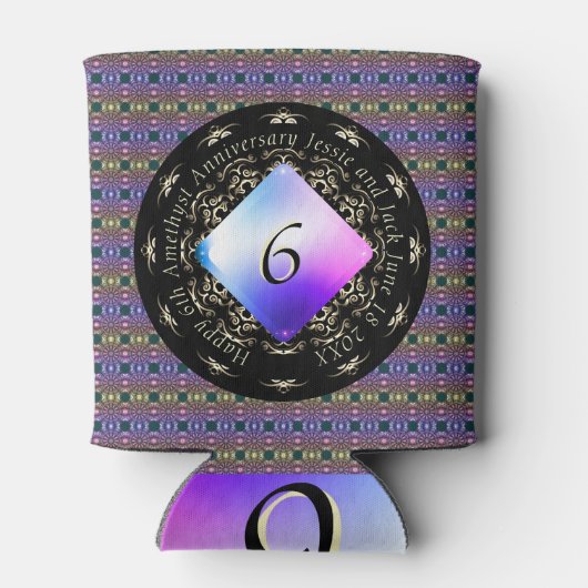 6e bruiloft Jubileum Amethist Rond Kussen Blikjeskoeler (Achterkant)