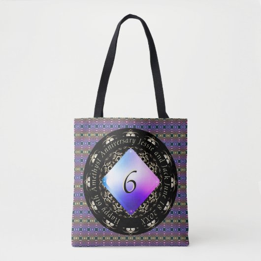 6e bruiloft Jubileum Amethist Rond Kussen Tote Bag (Voorkant)