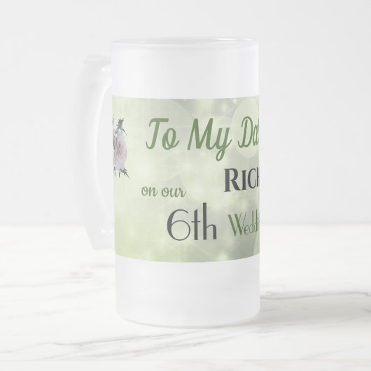 6e bruiloft Jubileum echtgenoot Matglas Bierpul (Voorkant links)