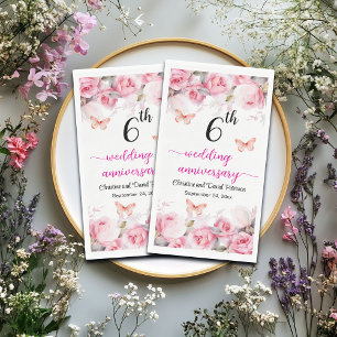 6e bruiloft Jubileum Elegante Blush Rozen Servet
