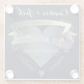 6e bruiloft Jubileum Iron Glazen Onderzetter (Achterkant)