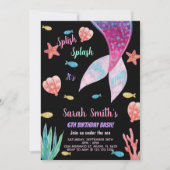 6e Donkerroze op top zeemeermin Verjaardag Kaart (Voorkant)