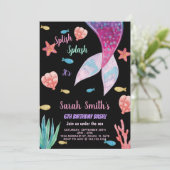 6e Donkerroze op top zeemeermin Verjaardag Kaart (Staand voorkant)