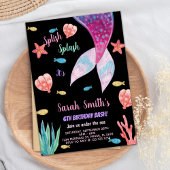 6e Donkerroze op top zeemeermin Verjaardag Kaart