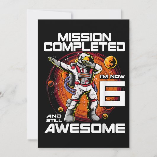 6e geboortedag Astronaut 6 jaar oud buitenruimtesc Save The Date (Voorkant)