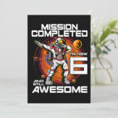 6e geboortedag Astronaut 6 jaar oud buitenruimtesc Save The Date (Staand voorkant)
