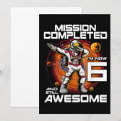 6e geboortedag Astronaut 6 jaar oud buitenruimtesc Save The Date (Voorkant / Achterkant)