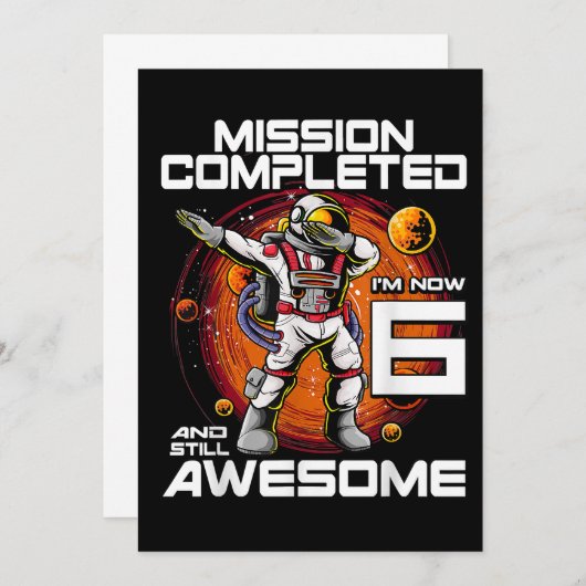 6e geboortedag Astronaut 6 jaar oud buitenruimtesc Save The Date (Voorkant / Achterkant)