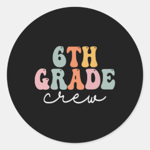 6e graad Crew Retro Groovy Women Happy First Day Ronde Sticker