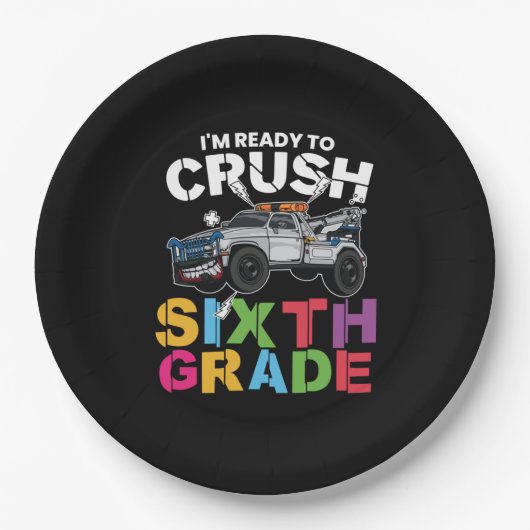 6e graad leraar breekt naar zesde klas papieren bordje (Voorkant)