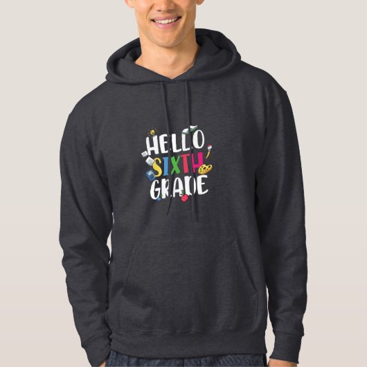 6e graad leraar Hallo 6e graad Hoodie (Voorkant)