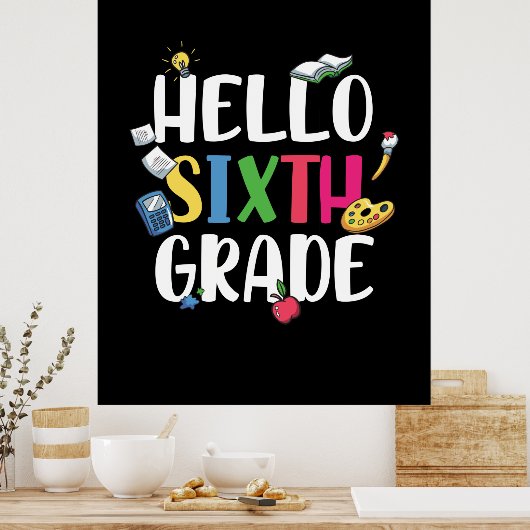 6e graad leraar Hallo 6e graad Poster (Keuken)