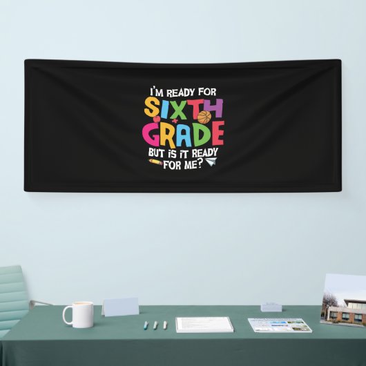 6e graad leraar klaar voor de zesde graad spandoek (Beurs)