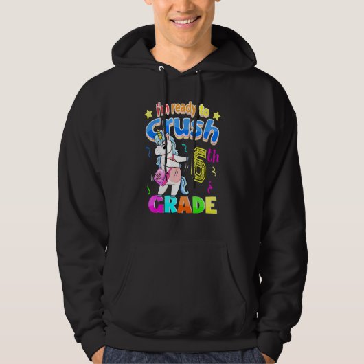6e graad Unicorn Terug naar schoolmeisjes Hoodie (Voorkant)