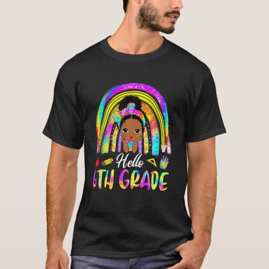 6e Graad Zwart Meisje Rainbow T-shirt (Voorkant)