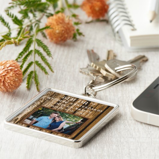 6e Huwelijk Jubileum Gift voor Man, Elk Jaar Sleutelhanger (Zijkant)