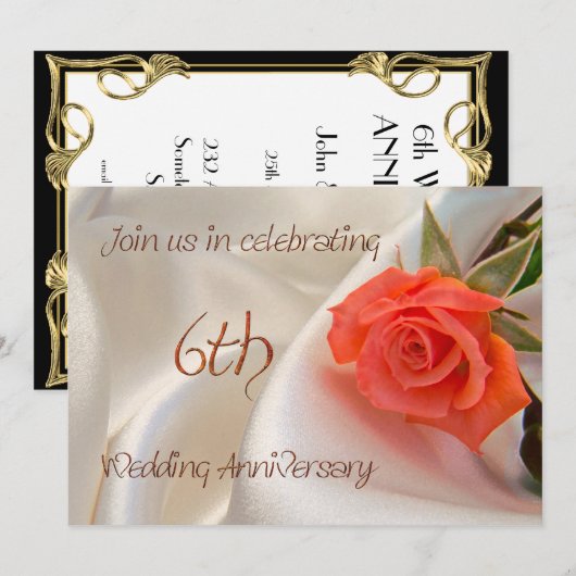6e huwelijksfeestdag kaart (Voorkant / Achterkant)