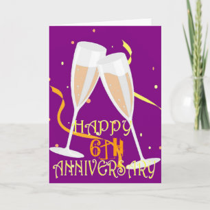 6e huwelijksverjaardag champagne viering kaart