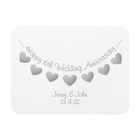 6e ijzeren trouwdag cadeau magneet (Horizontaal)