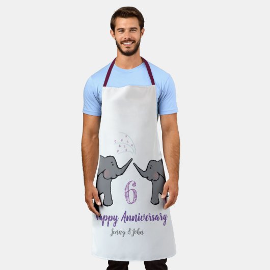 6e ijzeren trouwdag schattig olifant schort (Gedragen)