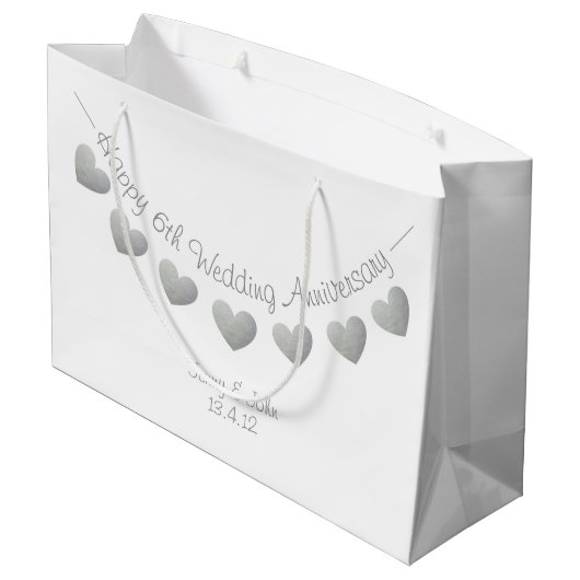 6e Iron Wedding Jubileum cadeau tas Groot Cadeauzakje (Achterkant Gekanteld)