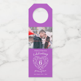 6e Jubileum foto paars amethyst hart Flessenhanger