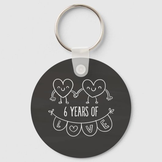 6e Jubileum - Gift Chalk Hearts Sleutelhanger (Voorkant)