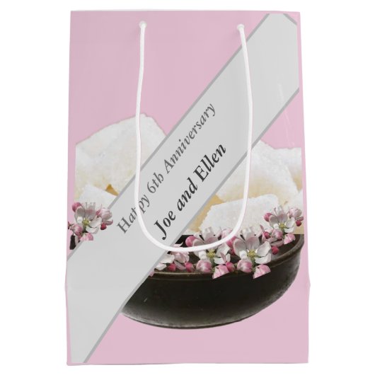 6e Jubileum, ijzer en suiker Medium Cadeauzakje (Achterkant)