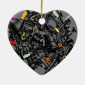 6e Jubileum, nagels en Snoep, hart Keramisch Ornament (Achterkant)