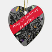 6e Jubileum, nagels en Snoep, hart Keramisch Ornament (Links)