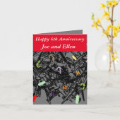 6e Jubileum, nagels en Snoep, Kaart (Gele Bloem)