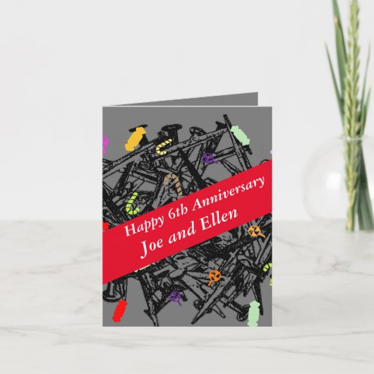 6e Jubileum, nagels en Snoep, Kaart (Voorkant)