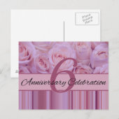 6e jubileum rozen uitnodiging briefkaart (Voorkant / Achterkant)