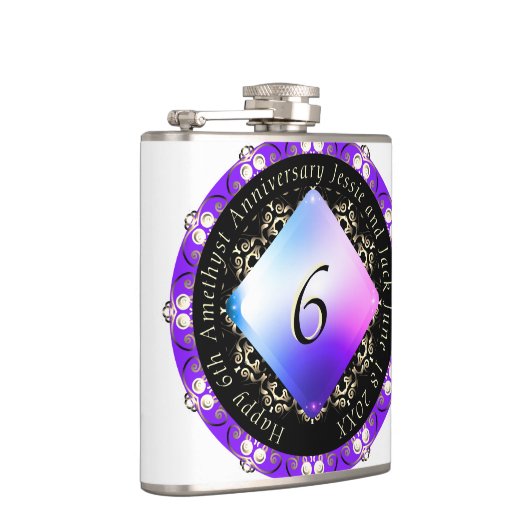 6e Jubileum van bruiloft Vinyl Wrapped Kolf Heupfles (Rechts)