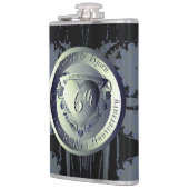 6e Jubileum van het huwelijk Steampunk Iron Medall Heupfles (Links)