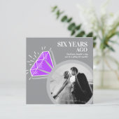 6e jubileumfeestje amethisten ring twee foto's kaart (Staand voorkant)