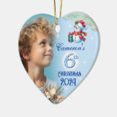 6e Kerstmis Gepersonaliseerde Boy's Photo Heart Gi Keramisch Ornament (Links)