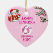 6e Kerstmis Gepersonaliseerde Meisje Foto Hart Gif Keramisch Ornament (Achterkant)